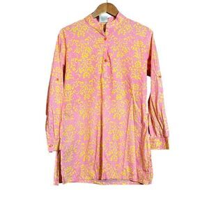 Three islands pink and yellow patterned beach cover up